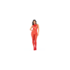 Bodystocking en résille rouge à motif cœur, orné de strass, ouvert à l’entrejambe - Mapalé